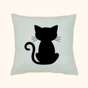 Black Kitty Cat Design Zippered Pillowcase for Accent Pillow